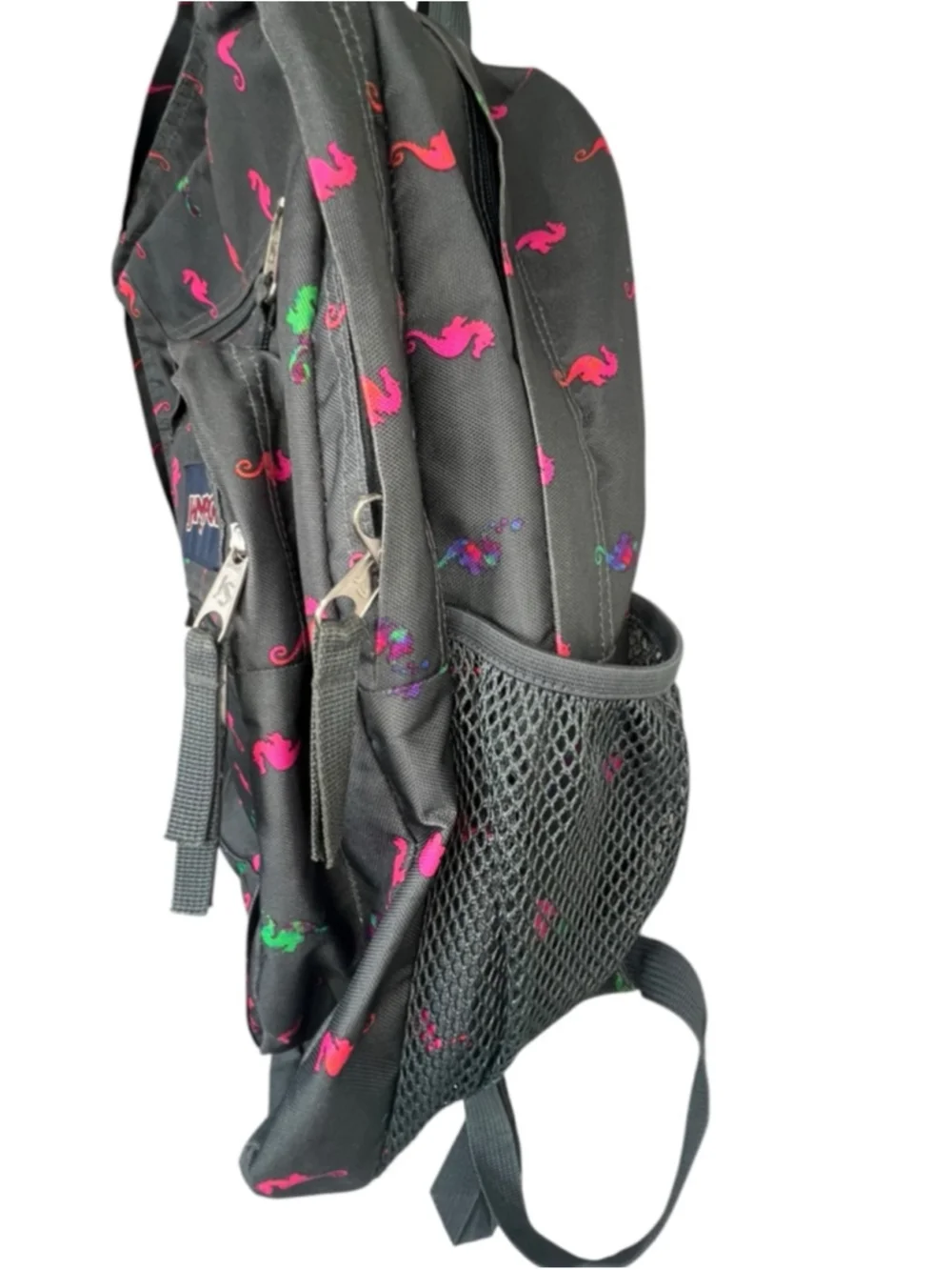 Jansport Grey And Pink Seahorse Print School Travel Laptop Book Bag Backpack